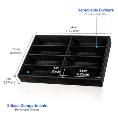 Velvet Sunglass Tray, Suitable For Dresser And Drawer, Black - color: Black