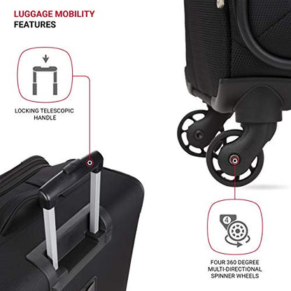 SwissGear 4010 Softside Luggage with Spinner Wheels, Black, Checked-Large 27-Inch - size: Checked-Large 27-Inch