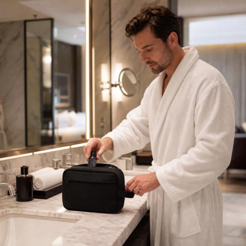 Travel Toiletry Bag,Toiletry Bag for Men,Hanging Toiletry Organizer Dopp Ki - color: Black