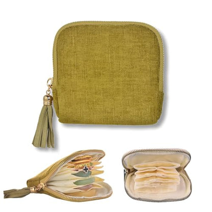 Jewelry Organizer Case, Small Travel Velvet Pouch, Portable - color: Olive Green