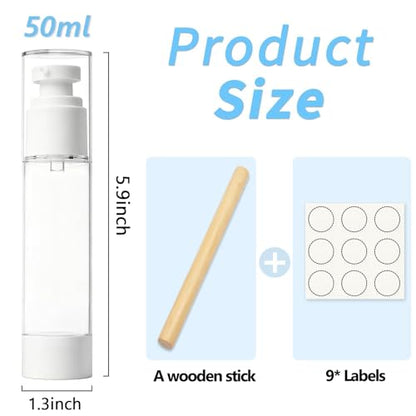 Clear Airless Pump Bottles, Vacuum Travel Cosmetic Containers - size: 50ml (6pack)
