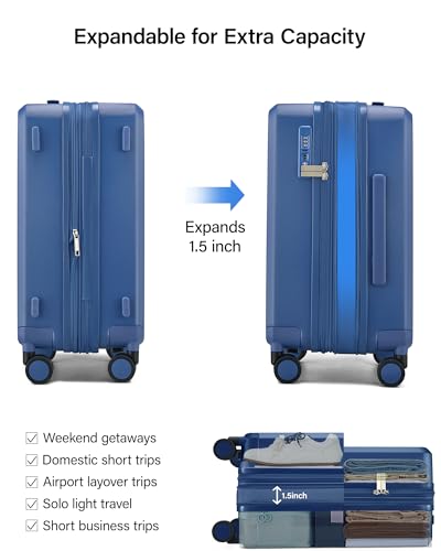 MILADA Hard Shell Carry On Suitcase, 20 Inch Expandable Luggage, Blue - color: Interstellar Blue, size: Carry On 20 Inch