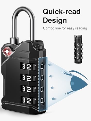 Puroma TSA Approved Travel Luggage Locks, 4 Pack Black 4 Digit Resettable Combination Code Lock with Zinc Alloy Body for Suitcase, Backpack, Laptop Bag, Gym Locker, Toolbox - color: Basic Black