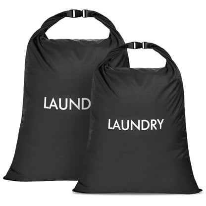 2 Pack Dirty Clothes Travel Bag, Waterproof Laundry Bag, Wet Dry Bag - color: Black
