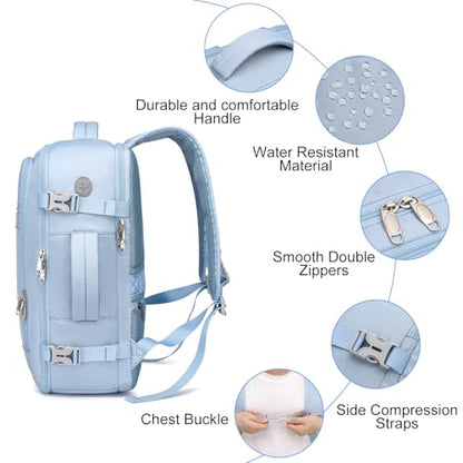 EZUOLA Carry On Backpack, Underseat 25L Travel Backpack for Women - color: Light-blue, size: Large-25L