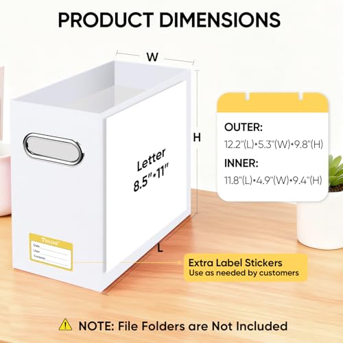 BALEINE 4PK File Organizer Box, Cardboard File Folder Organizer with Handle - color: White, style: 4PK (Slim)