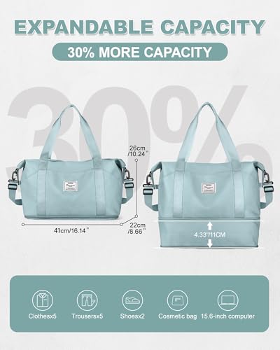 Travel Duffel Bag, Sports Tote Gym Bag, Shoulder Weekender Overnight Bag for Women - color: B3-blue-expandable, style: X-large