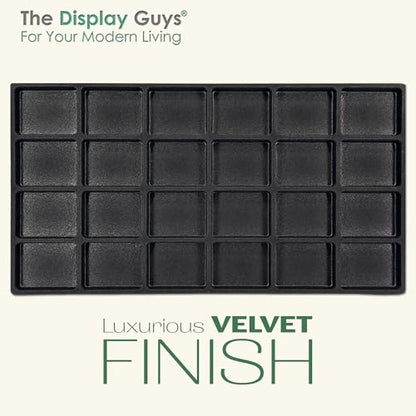 The Display Guys 2-Pack 24-Compartment Jewelry Tray Insert, Black - color: Black, size: Compartments - 24