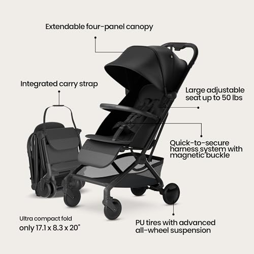 Mompush Velo Lightweight Travel Stroller Travel Bag Included - color: Charcoal Black, size: Stroller+Travel Bag