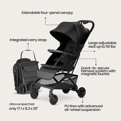 Mompush Velo Lightweight Travel Stroller Travel Bag Included - color: Charcoal Black, size: Stroller+Travel Bag
