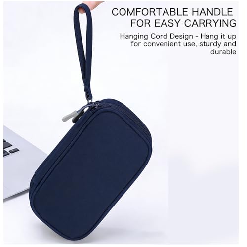 Universal Cable Organizer - Electronics Accessories Bag for USB Drives, Power Adapter, Earphones, Cords etc, Double Layer, Blue