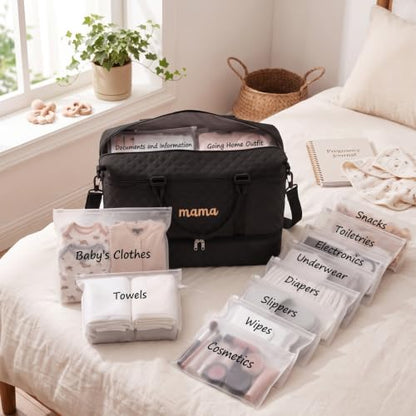 Hosuly Black Mama Hospital Bag Essentials for Women Labor Delivery - color: Black