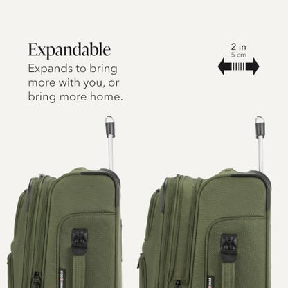 SwissGear Sion Softside Expandable Spinner Luggage Durable Lightweight Travel Suitcase, Evergreen, 2-Piece Set (Carry-On/Backpack) - color: Evergreen, size: 2-Piece Set (Carry-On/Backpack)