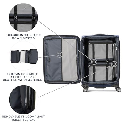 Travelpro Platinum Elite Checked Luggage Spinner, Dark, 25-Inch - color: Dark Blue, size: Checked-Medium 25-Inch