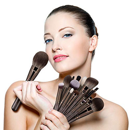 Professional Makeup Brush Set, Eigshow Makeup Brushes Perfect for Foundation Face Powder Blending Blush Bronzer Eyeliner Eye Shadow Brows with Case, Best Gift for Women, Travel Kit(PRO 18pcs Coffee) - color: Coffee
