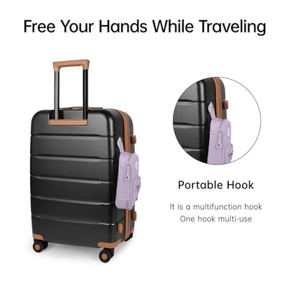 24'' Luggage,Hardside Suitcase w/Spinner Wheels,TSA LOCK - color: Black, size: 24" Mid-Checked