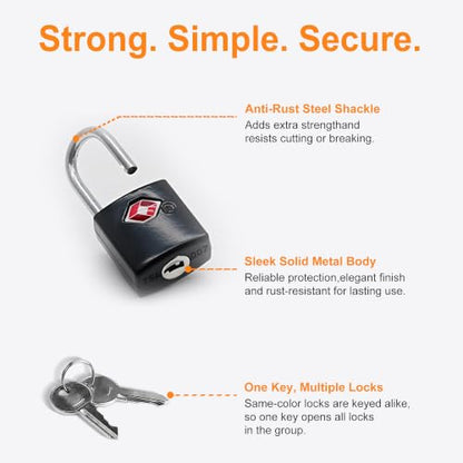 Luggage Locks TSA Approved 4 Pack, Keyed TSA Locks for Luggage - color: Black