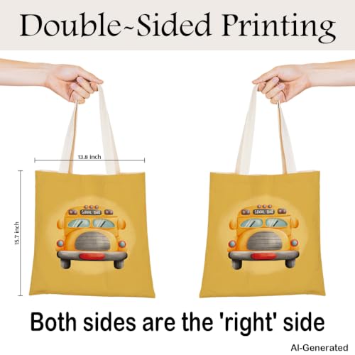 Funny Tote Bag, Canvas Reusable Carryall for Shopping Trip Commute - color: Bus