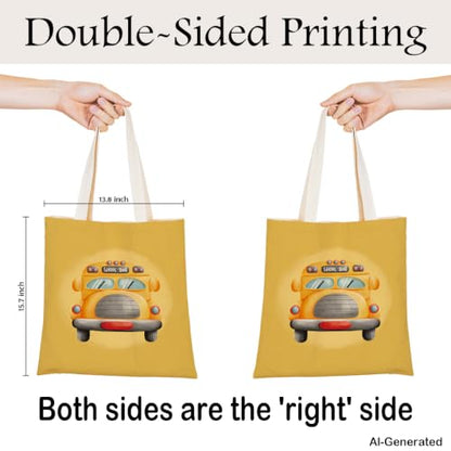 Funny Tote Bag, Canvas Reusable Carryall for Shopping Trip Commute - color: Bus