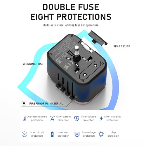 VYLEE Universal Travel Adapter, 5 in 1 International Power Adapter - color: Rose Gold