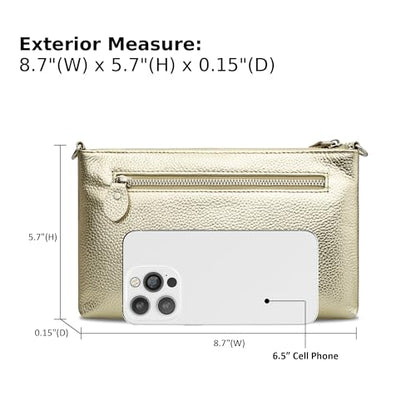befen Genuine Leather Small Crossbody Bags for Women Wristlet Wallet Purses - color: Gold