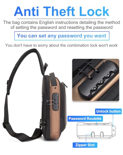 Sling Bag for Men | Anti-theft Crossbody Bag - Crossbody Shoulder Chest Bag - color: Brown