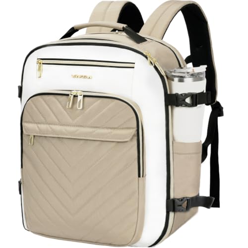 VANKEAN 50L Water- Resistant Laptop Backpack for Women College - color: Beige/Khaki, size: 50L