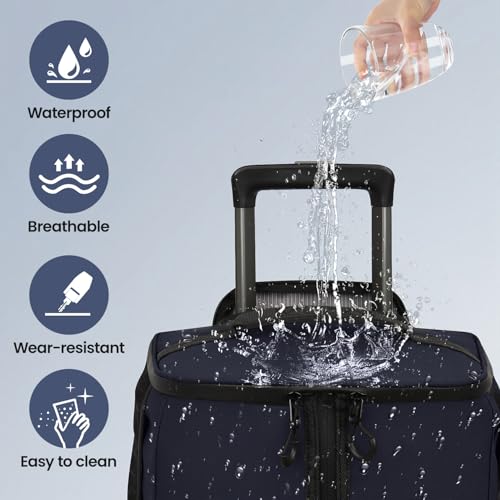 2-in-1 Rolling Garment Bag w/Wheel,Lightweight/Waterproof - color: Navy