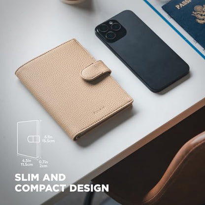 VULKIT Dual Passport Wallet for RFID 2 Passports Holder - color: Nude