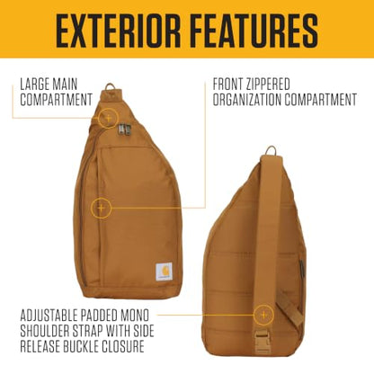 Carhartt Durable Sling Bag, Crossbody Backpack with Side Release Buckle, Tablet Sleeve and Adjustable Strap, Chalk, 10L - color: Chalk