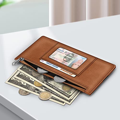 FINTIE Slim Credit Card Wallet Holder Change Pouch - color: Brown
