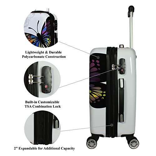 World Traveler Butterfly Luggage, 4-Piece Set - size: 4-Piece Set