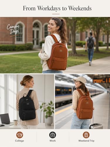 Hanke Expandable Laptop Backpack, 24L-30L Carry On Travel Backpack, Caramel - color: Caramel