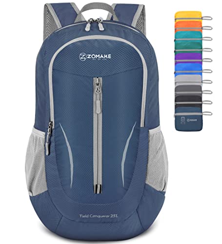 ZOMAKE Ultra Lightweight Packable Backpack 25L - Foldable Hiking Backpacks Water Resistant Small Folding Daypack for Travel(Navy Blue) - color: Navy Blue, size: Small