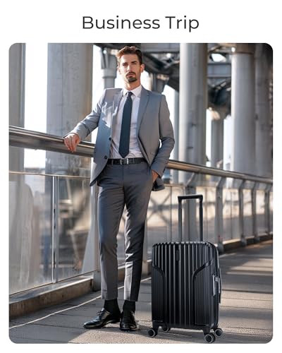 BAGSMART Expandable Carry On Luggage 22x14x9 Airline Approved, Carry-On Suitcase, Grey - color: Grey