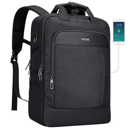 PIJUSHI Travel Backpack Carry On Slim Laptop Daypack 25L Fits 16" Laptop - color: Black
