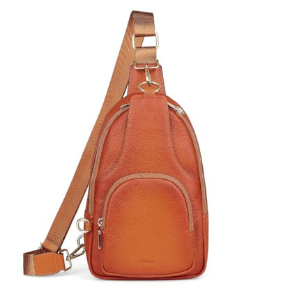 Anti Theft Sling Bag for Women Leather Waist Pack, Brown - color: Brown