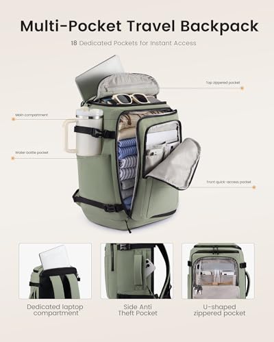 LOVEVOOK Travel Backpack for Women Men, 28L Personal Item Weekend Bag - color: Greige, size: 28L-3Pcs