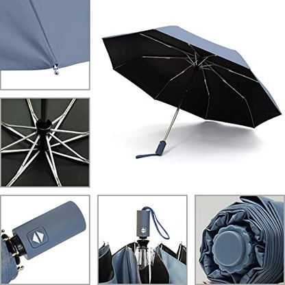 SY COMPACT Umbrella Automatic Travel Waterproof Light Folding Umbrellas Easy Carry for Women and Men - color: Blue