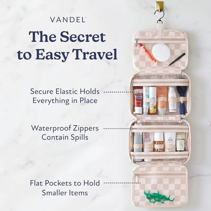 VANDEL Waterproof Hanging Toiletry Bag [TSA-Approved] Cosmet Travel Bag - color: Neutral Checker