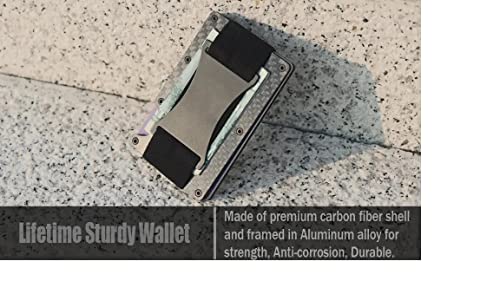 Minimalist Metal Carbon Fiber RFID Blocking Wallet with Cash Strap
