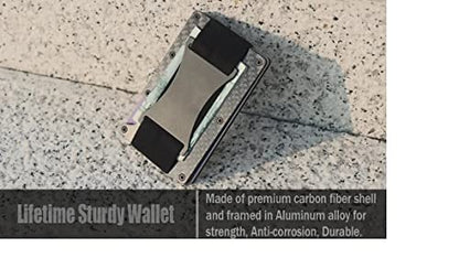 Minimalist Metal Carbon Fiber RFID Blocking Wallet with Cash Strap