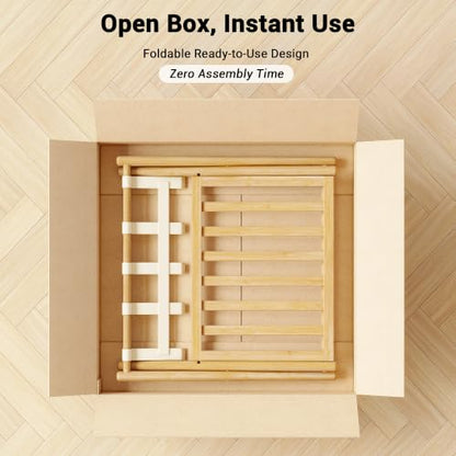 Fully Assembled Foldable Bamboo Luggage Rack for Guest Room - color: Natural-Rounded Bamboo, size: 2 Pack