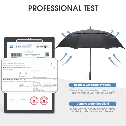 G4Free 47/54/62/68/72 Inch Golf Umbrella Windproof Auto Open Large Umbrella - color: Black, size: 54 inch