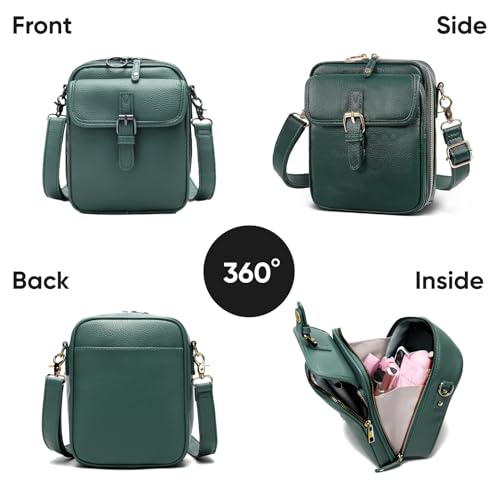 Anti-Theft Crossbody Bag for Women, Vegan Leather Travel shoulder Purses - color: Green