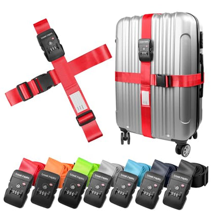 Travel Inspira Heavy Duty Luggage Straps with TSA Lock - color: Cross Red-New