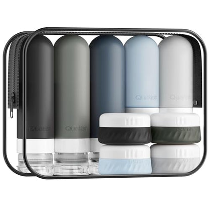 Quatish 15 Pack Travel Bottles Toiletries,Travel Size Containers,Black - color: Black