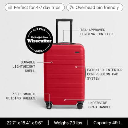 Away Bigger Carry-On Luggage, 23-Inch Lightweight Hardside Spinner Suitcase - color: Cherry Red