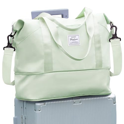 Large Travel Duffle Bag Carry On Weekender Bags for Women Men 18x14x8 Gym - color: A86-mintgreen-expandable, size: X-large