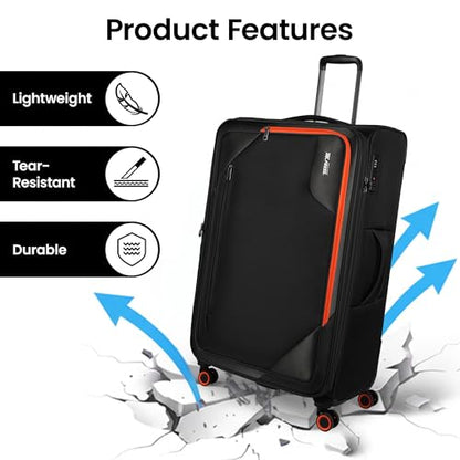 Suitcases w/Wheels 32 inch Luggage,Large Softside Suitcase - color: Black, size: Checked-Extra Large 32-Inch